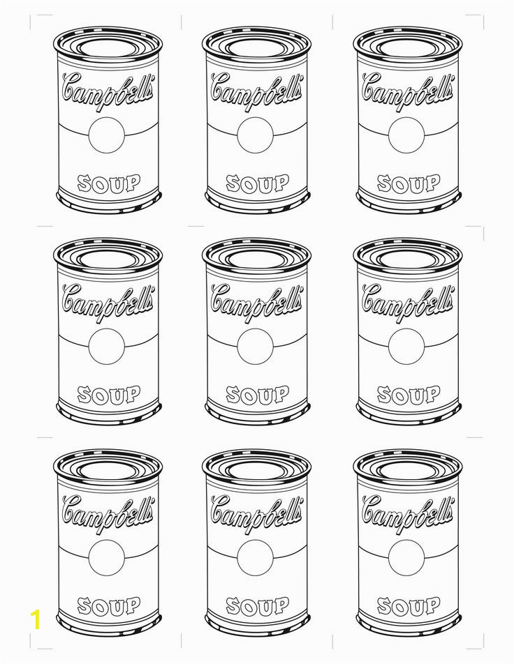 warhol soup can coloring page sketch templates