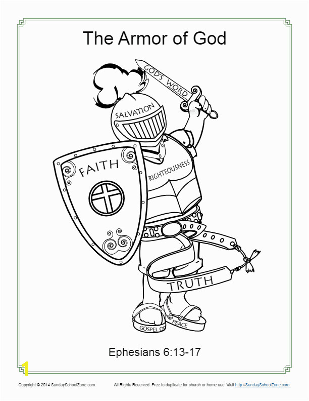 Armor Of God Coloring Pages Pdf Armor Of God for Kids Coloring Page Activity