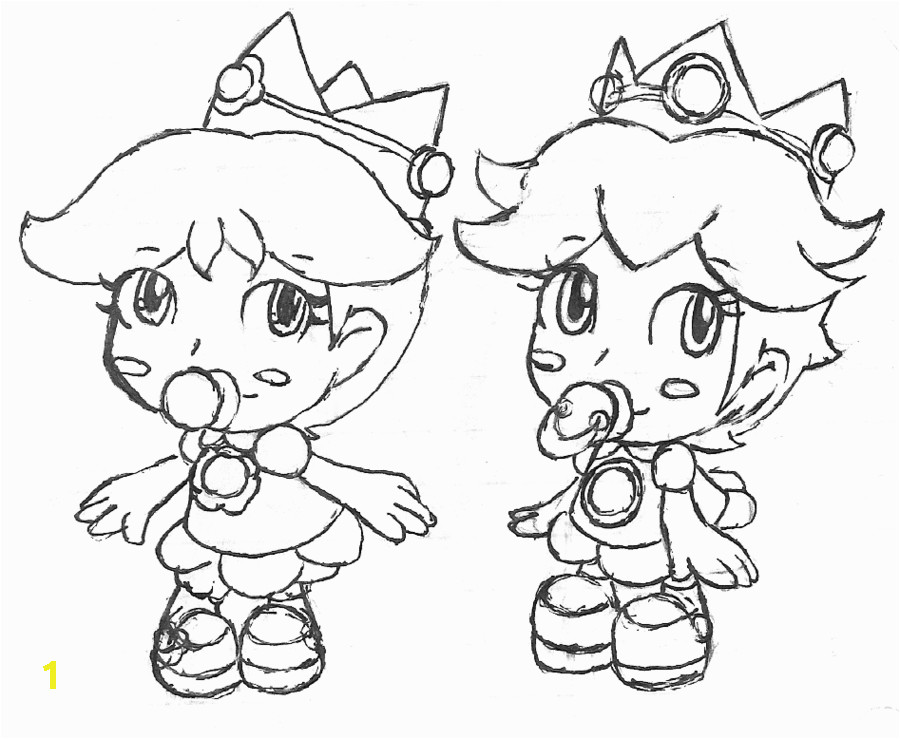 Baby Peach and Baby Daisy Coloring Pages Baby Peach and Baby Daisy and Baby Rosalina Free