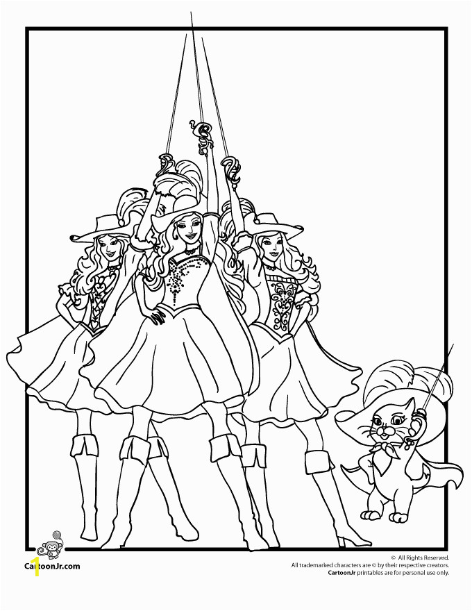 Barbie and the 3 Musketeers Coloring Pages Barbie Three Musketeers Coloring Page