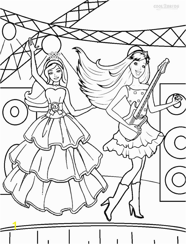 Barbie and the Popstar Coloring Pages Barbie Princess Coloring Pages