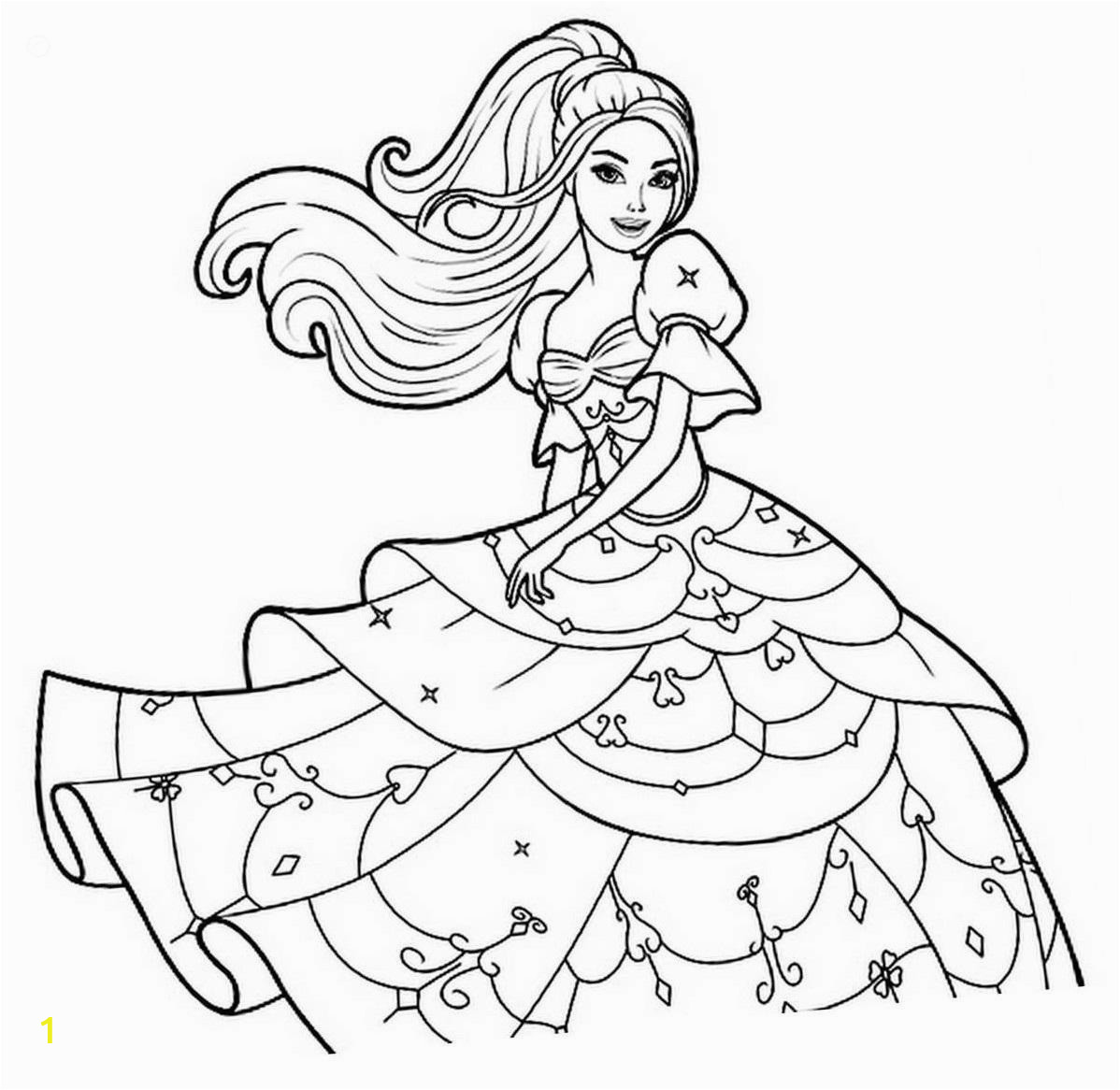 Barbie Princess Coloring Pages to Print Beautiful Barbie Princess Coloring Page Free Printable