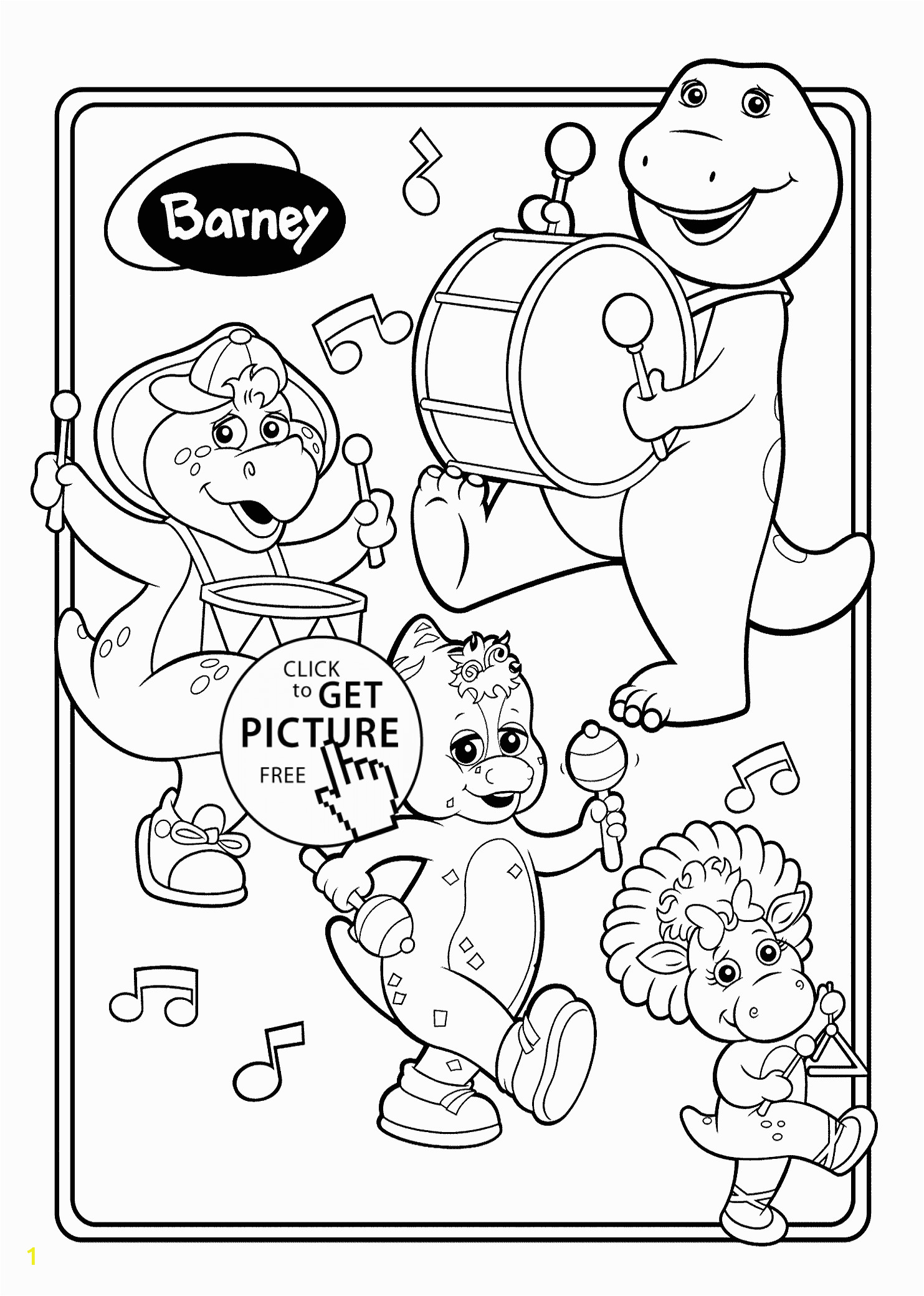 barney birthday coloring pages