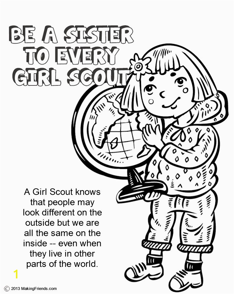 Be A Sister to Every Girl Scout Coloring Page Violet Petal Be A Sister Coloring Page Makingfriends