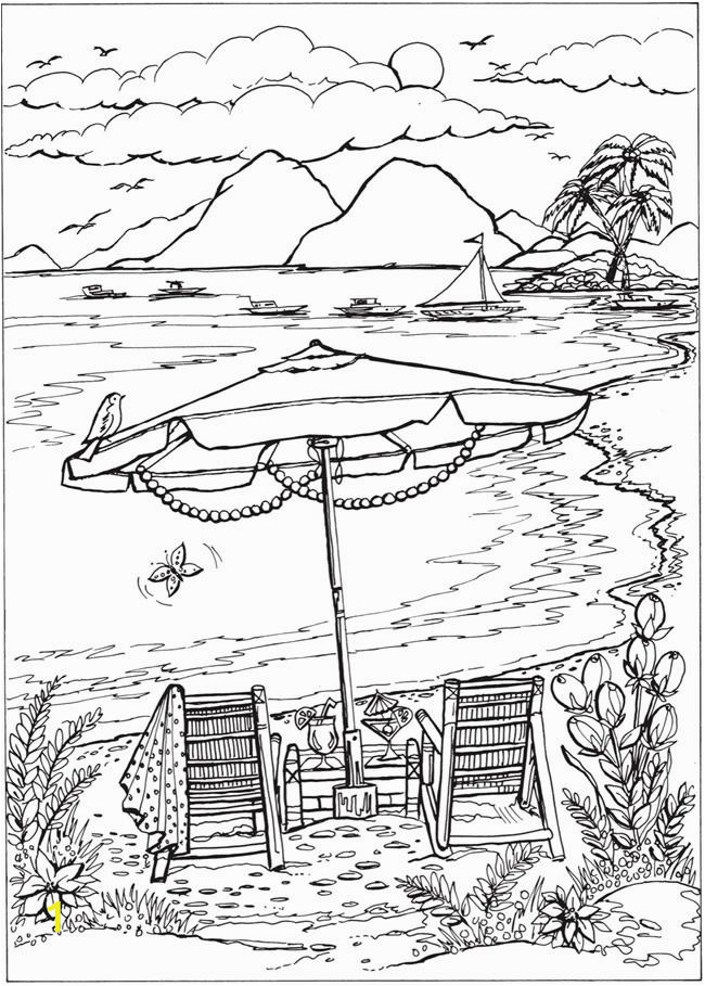 Beach Scene Coloring Pages for Adults Wel E to Dover Publications Creative Haven Summer Scenes