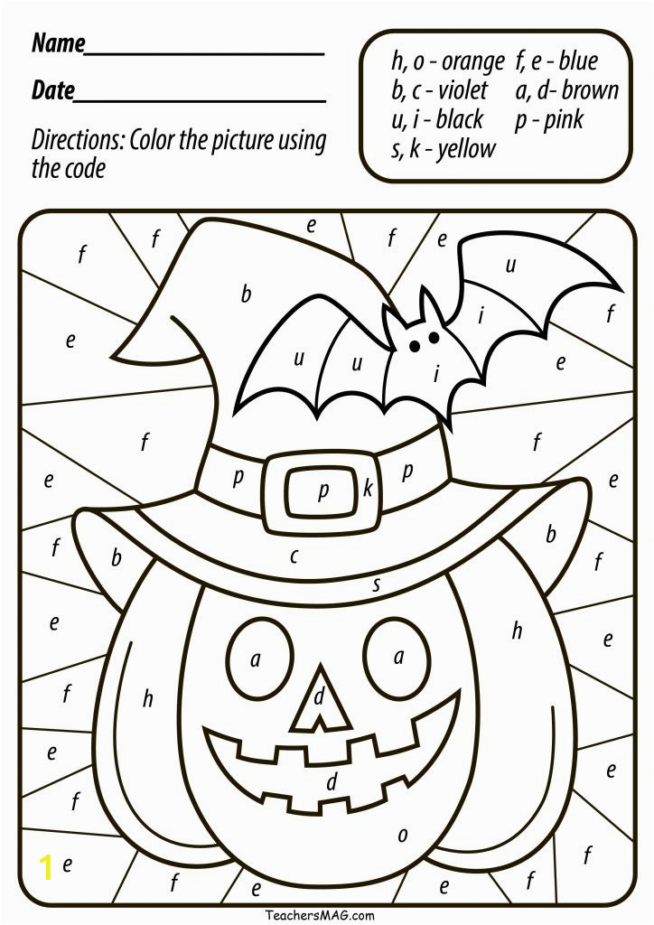Color by Number Coloring Pages for Halloween Free Halloween Pumpkin Color by Number Letter for