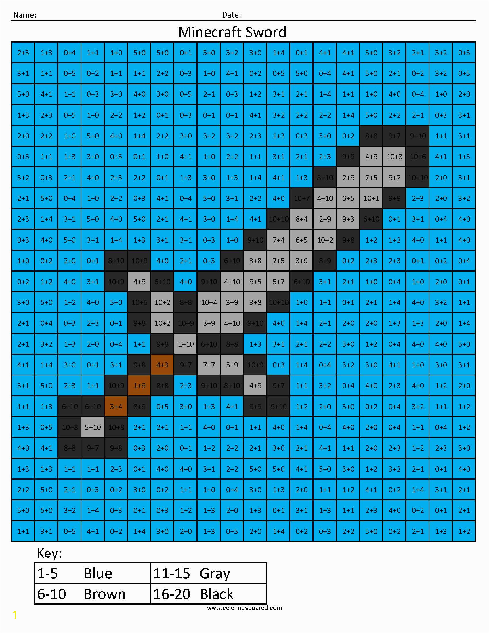 Color by Number Minecraft Coloring Pages Search Results for “multiplication Color by Number
