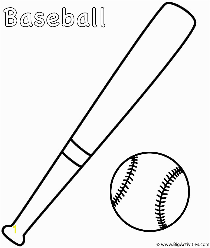 Coloring Page Of A Baseball Bat Baseball and Bat Coloring Page Sports