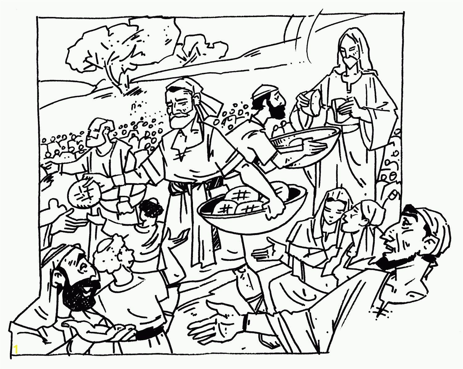 Coloring Page Of Jesus Feeding the 5000 Coloring Jesus Feeding the 5000 Coloring Home