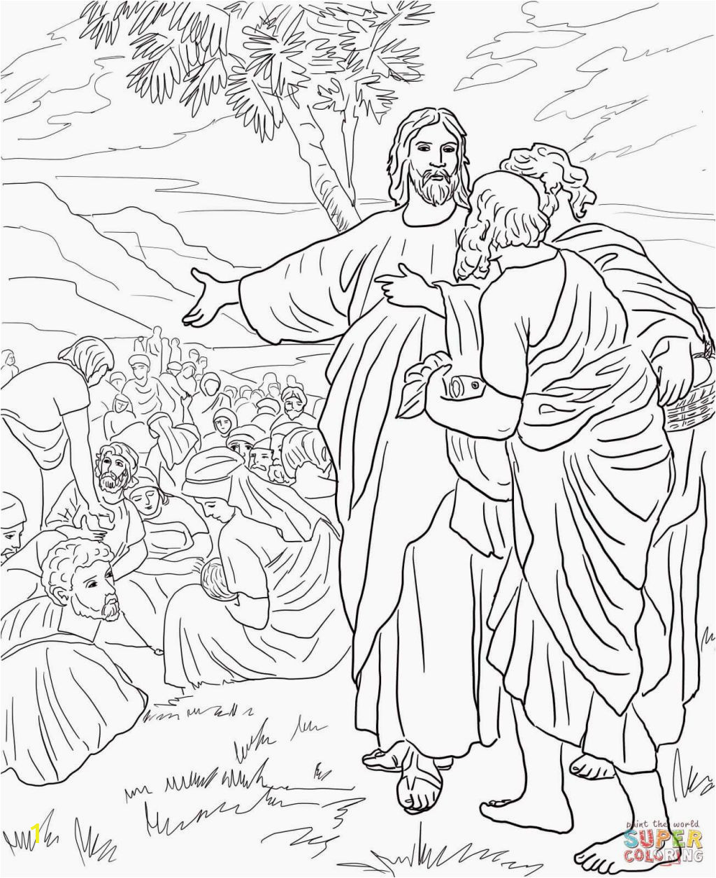 Coloring Page Of Jesus Feeding the 5000 Jesus Feeds the 5000 Coloring Page