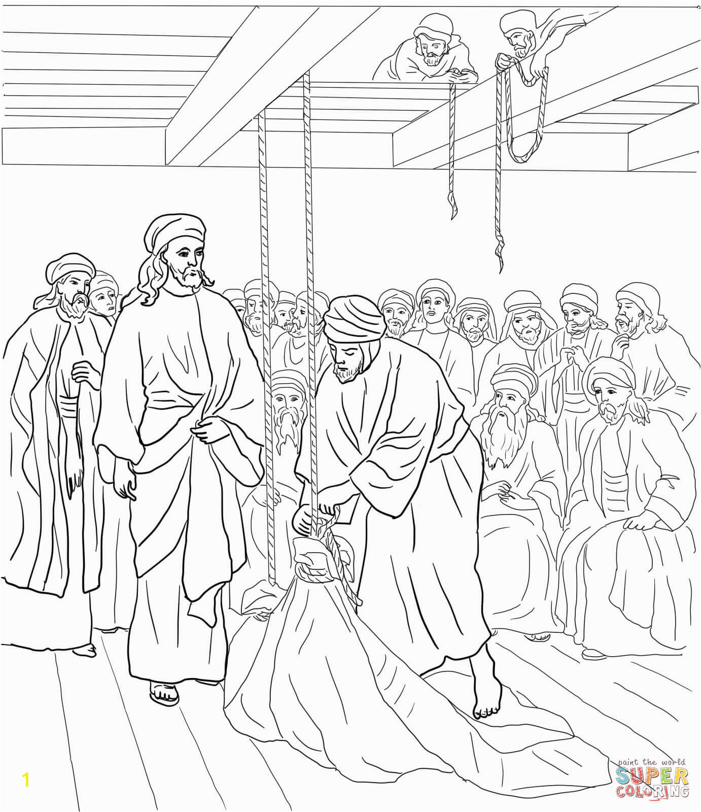 Coloring Page Of Jesus Healing the Paralytic Jesus Heals the Paralyzed Man Coloring Page