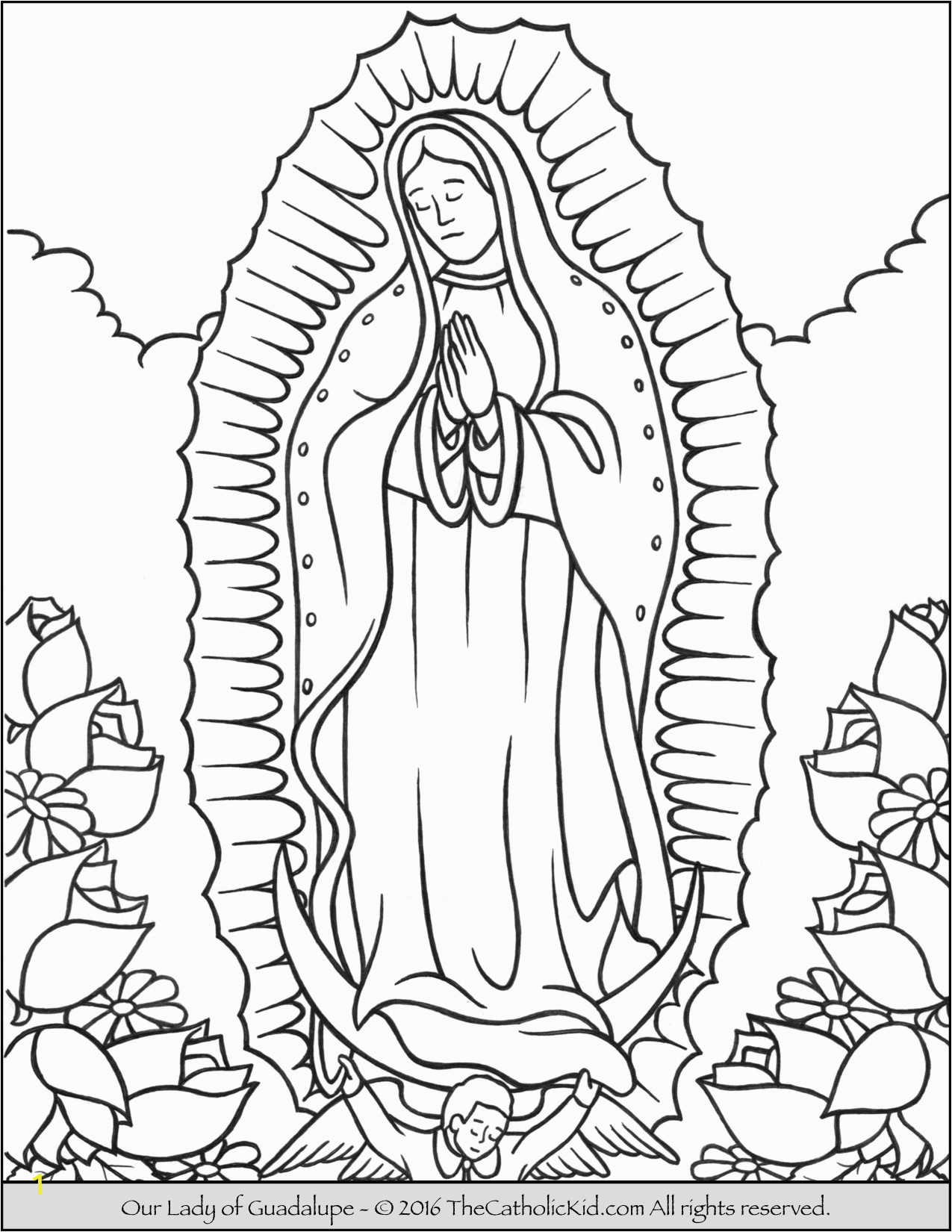 Coloring Page Of Our Lady Of Guadalupe Our Lady Of Guadalupe Coloring Page thecatholickid