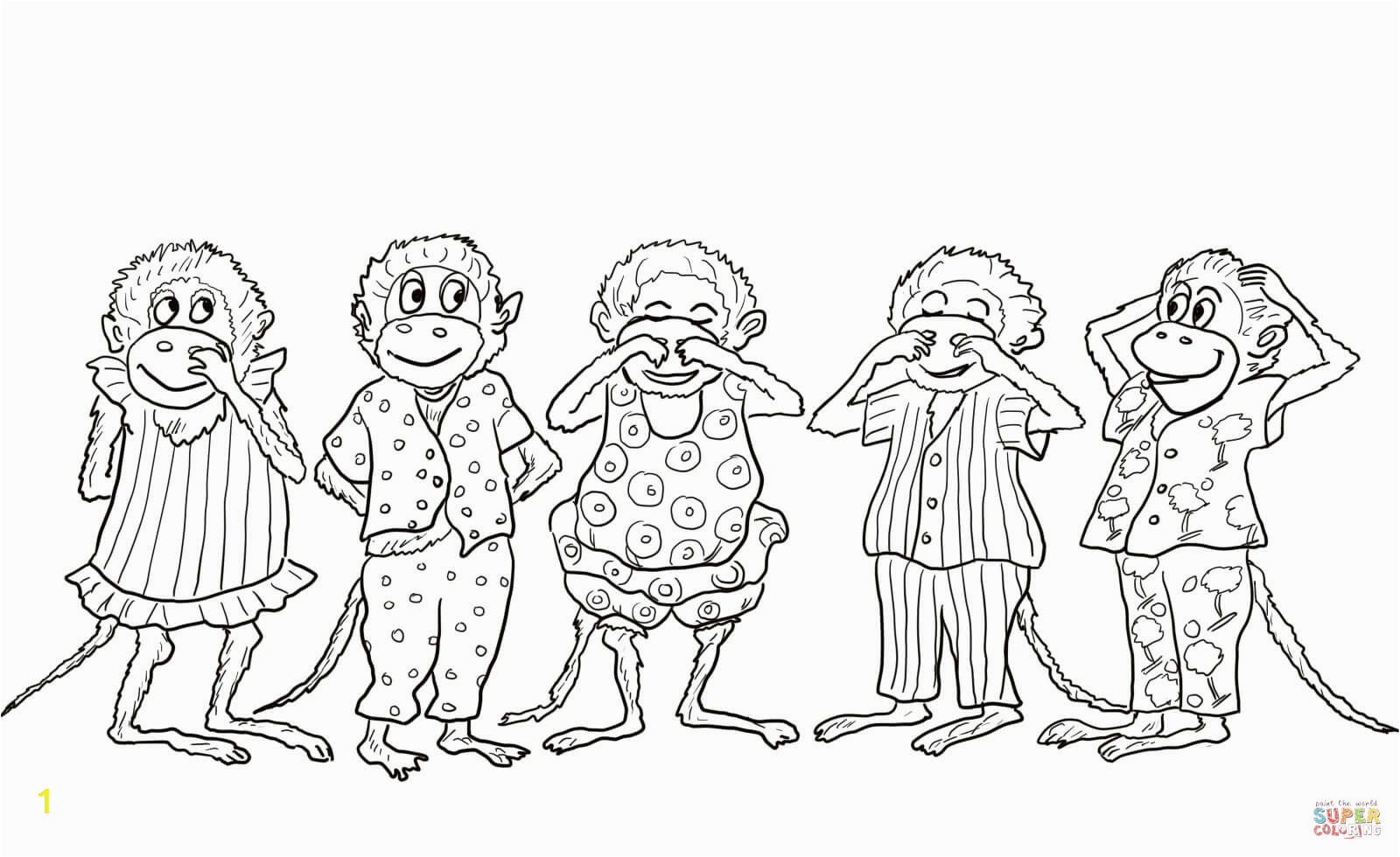 Coloring Pages 5 Little Monkeys Jumping Bed Five Little Monkeys Jumping On the Bed Coloring Page