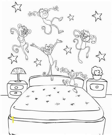 five monkey bed coloring pages