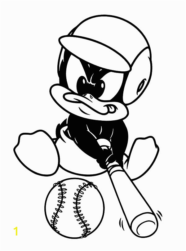 baby daffy duck baseball athlete coloring pages