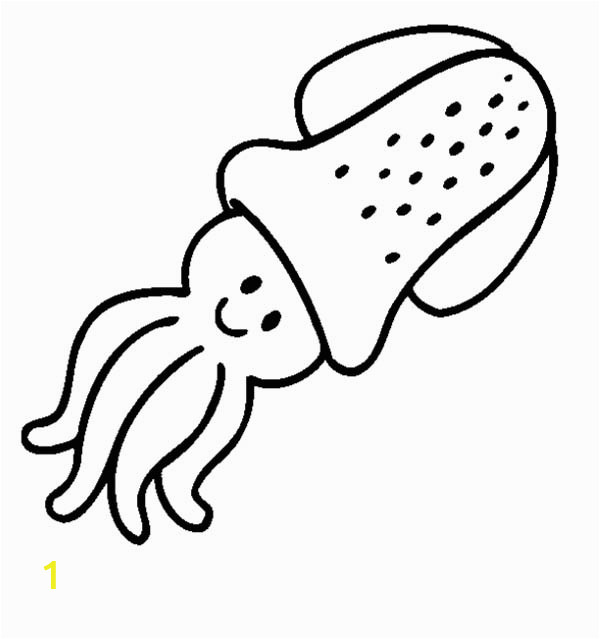 baby squid in cartoon sea animals coloring page