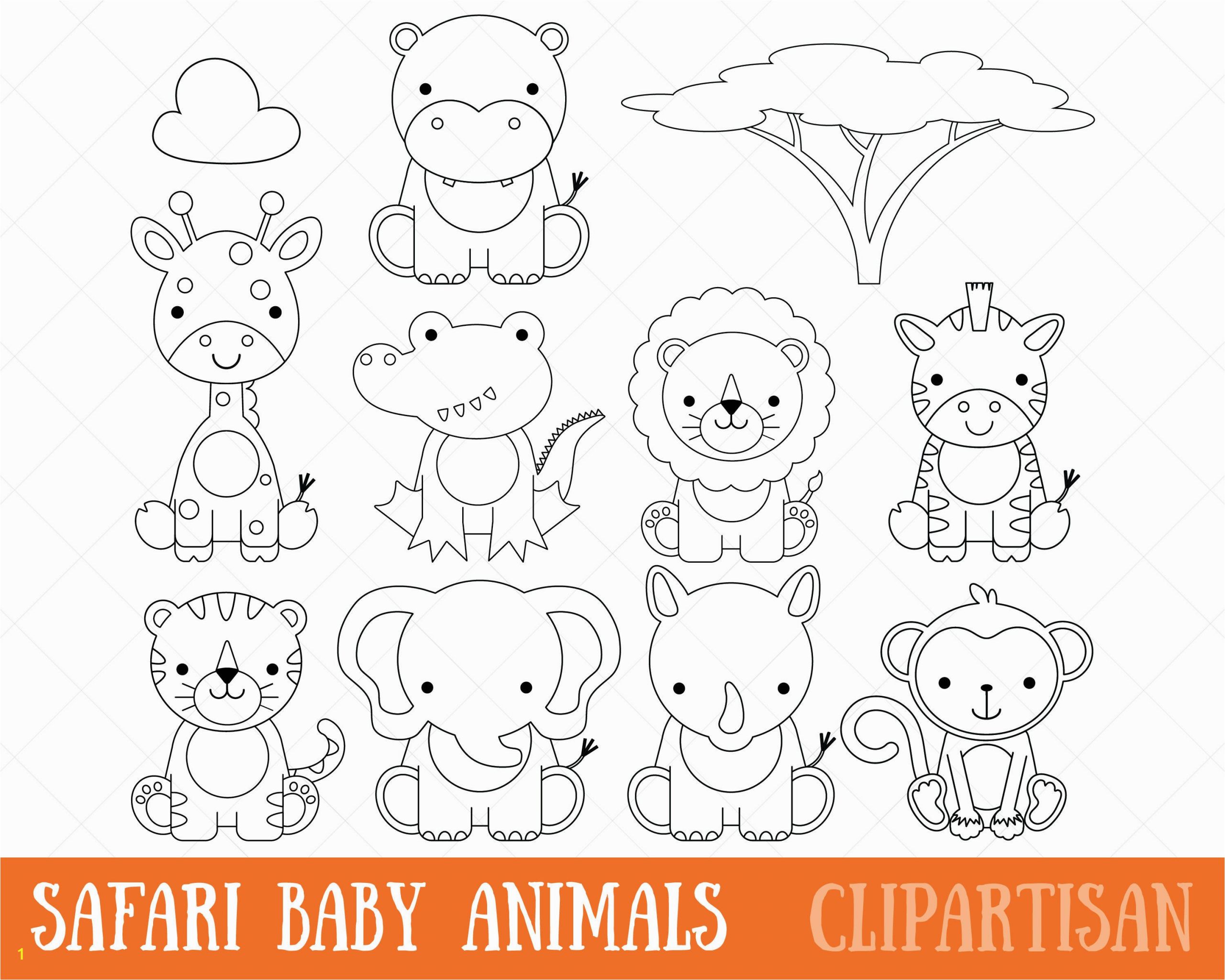 safari baby animals clipart digital