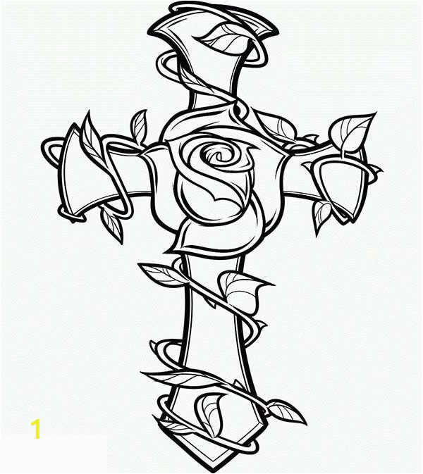 Coloring Pages Of Crosses and Roses Cross and Rose Coloring Page Cross and Rose Coloring Page