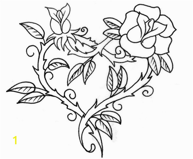 coloring pages of hearts and flowers