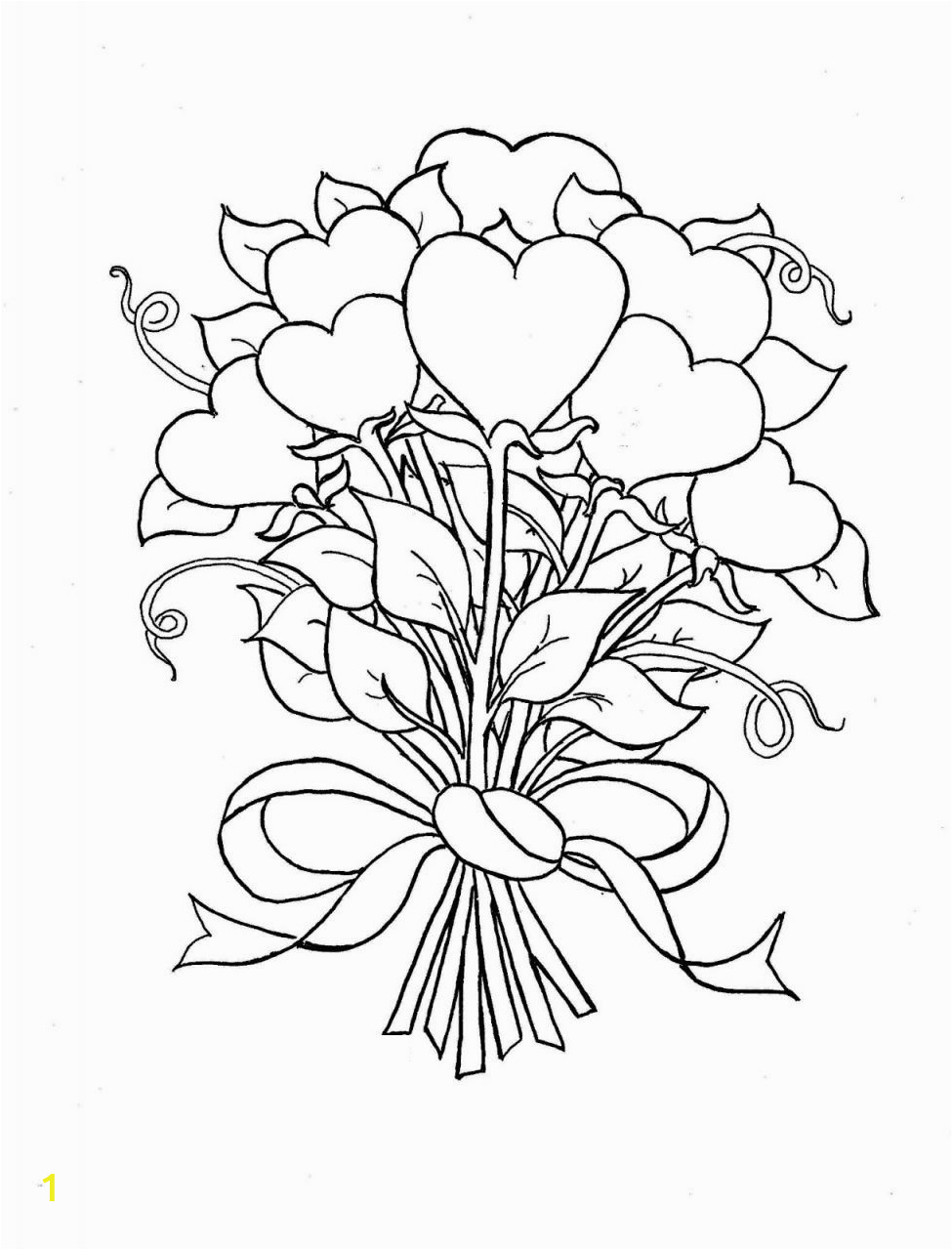 coloring pages of hearts and flowers