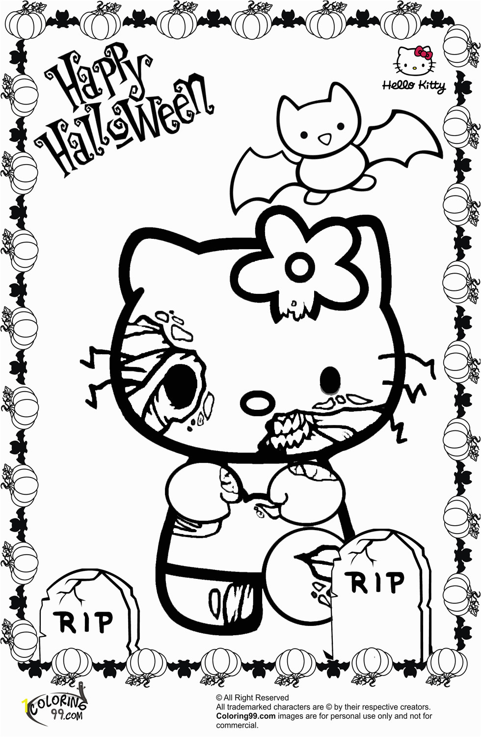 hello kitty halloween coloring pages