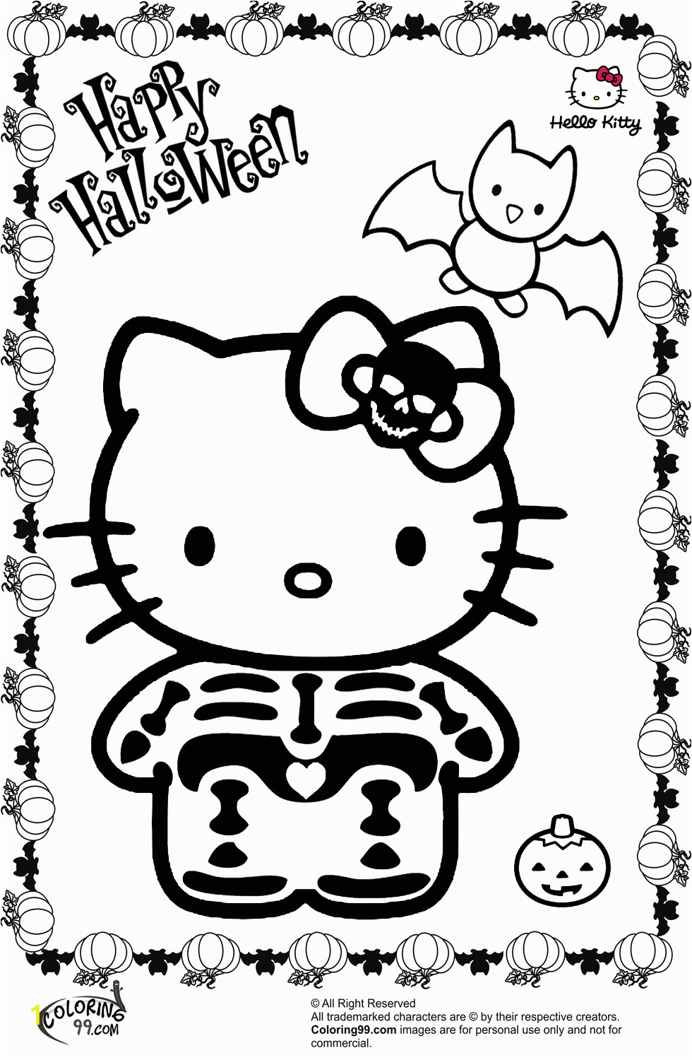 Coloring Pages Of Hello Kitty Halloween Hello Kitty Halloween Coloring Pages