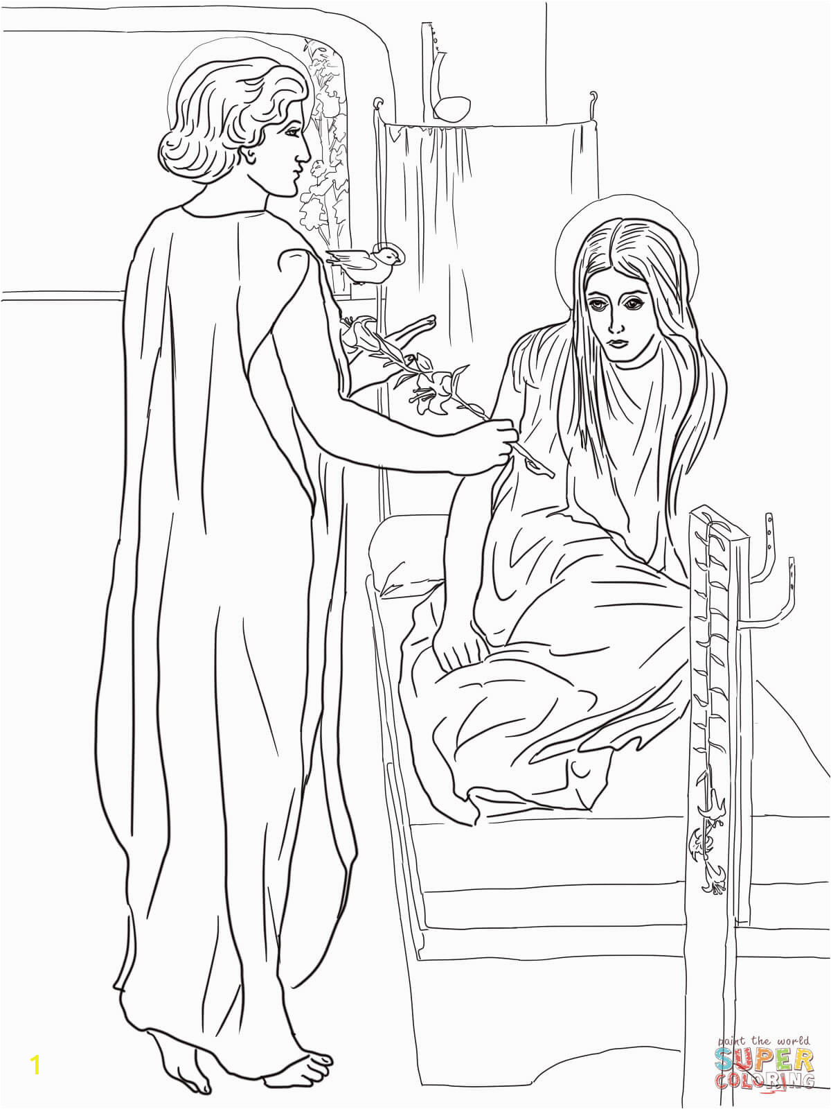 angel and mary coloring page