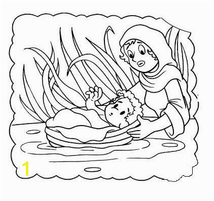 Coloring Pages Of Miriam and Baby Moses Moses Miriam Exodus Baby Child Children Kid Girl Water