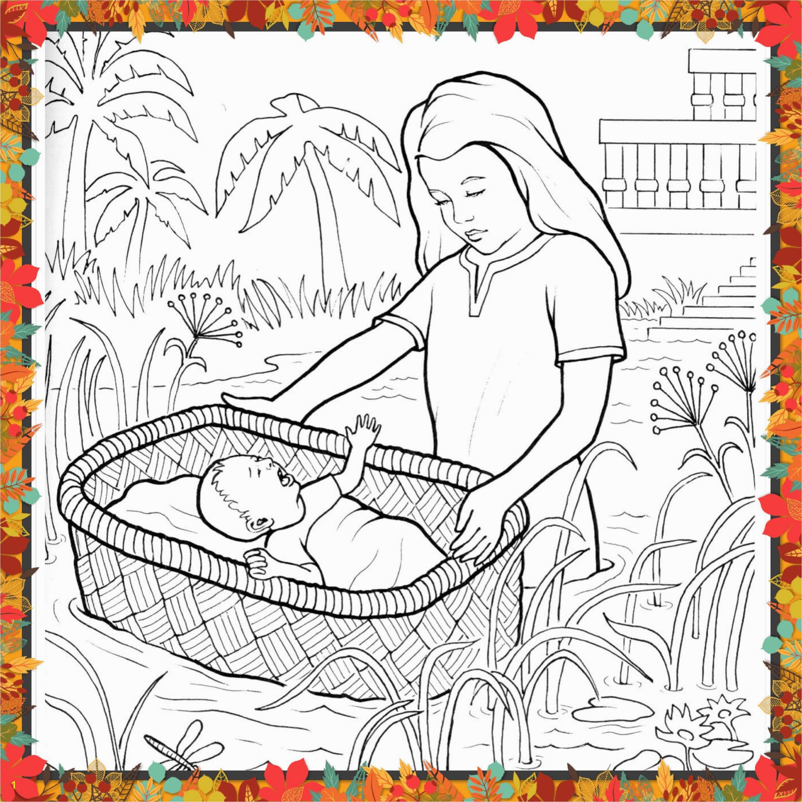 Coloring Pages Of Miriam and Baby Moses Printable Coloring Page for Kids and Adults Bible
