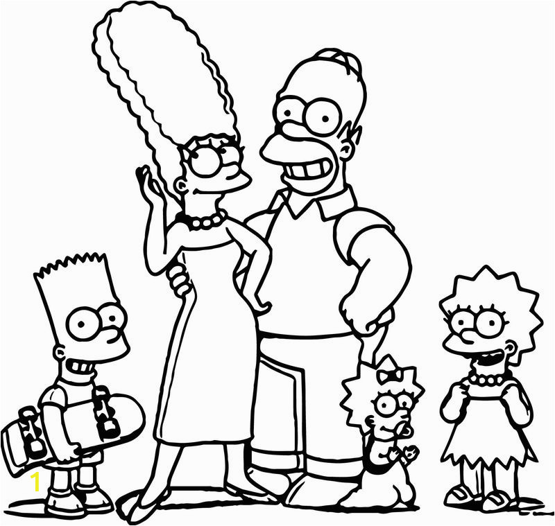 simpsons family selfie coloring page