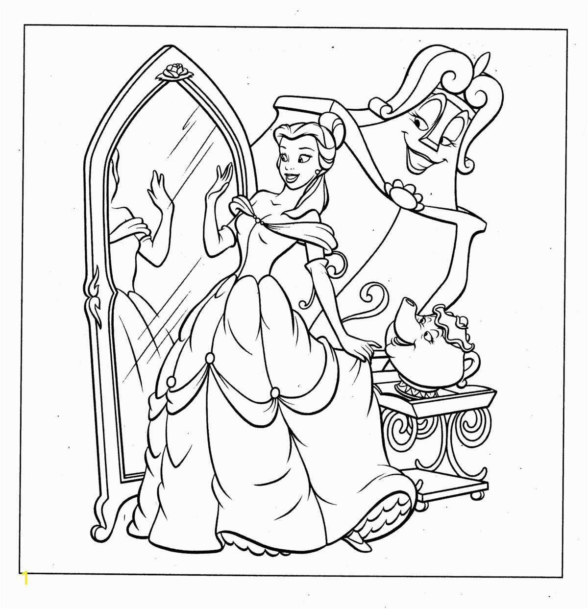 disney princess belle coloring pages to