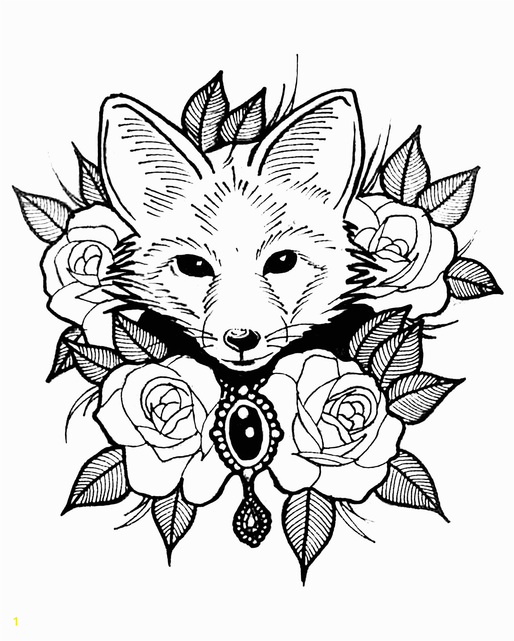 Cute Animal Coloring Pages for Adults Cute Fox with Roses