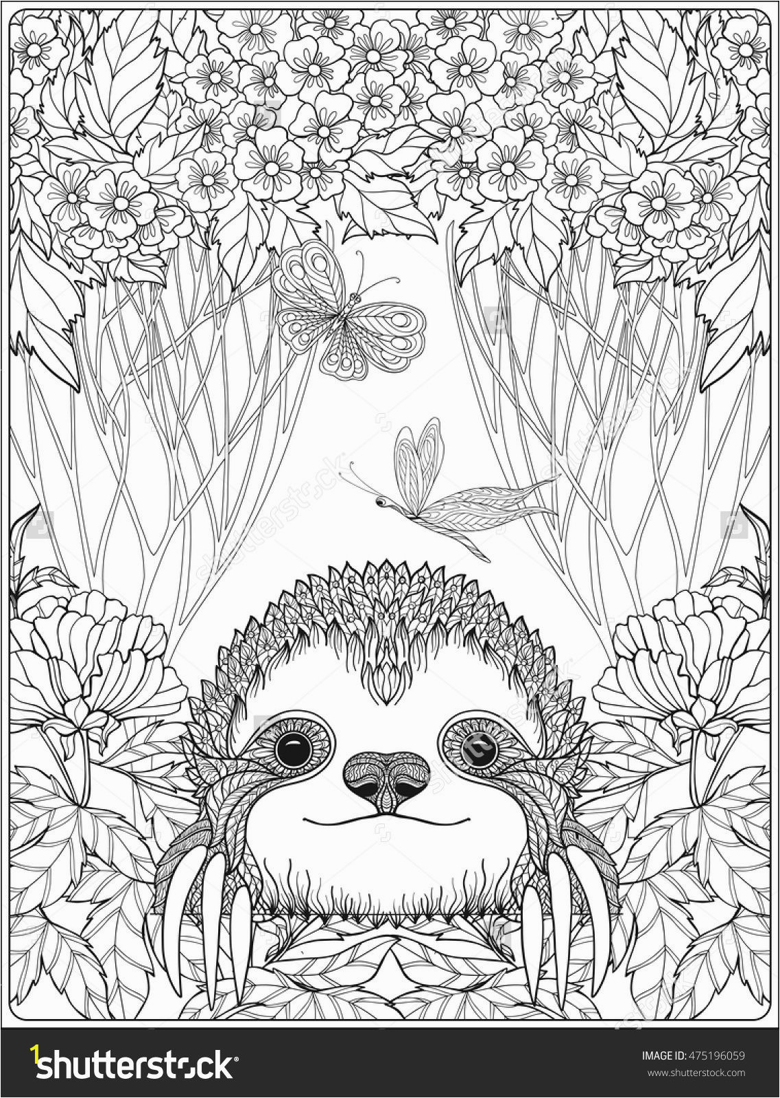 Cute Animal Coloring Pages for Adults Cute Sloth In forest Coloring Page for Adults