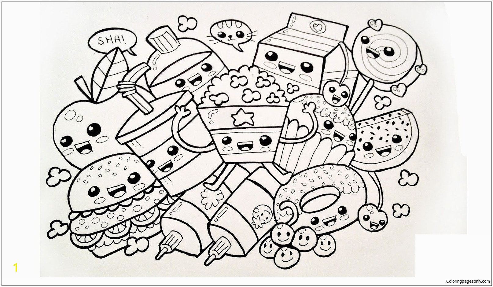 Cute Food Coloring Pages to Print Cute Food Coloring Page Free Coloring Pages Line