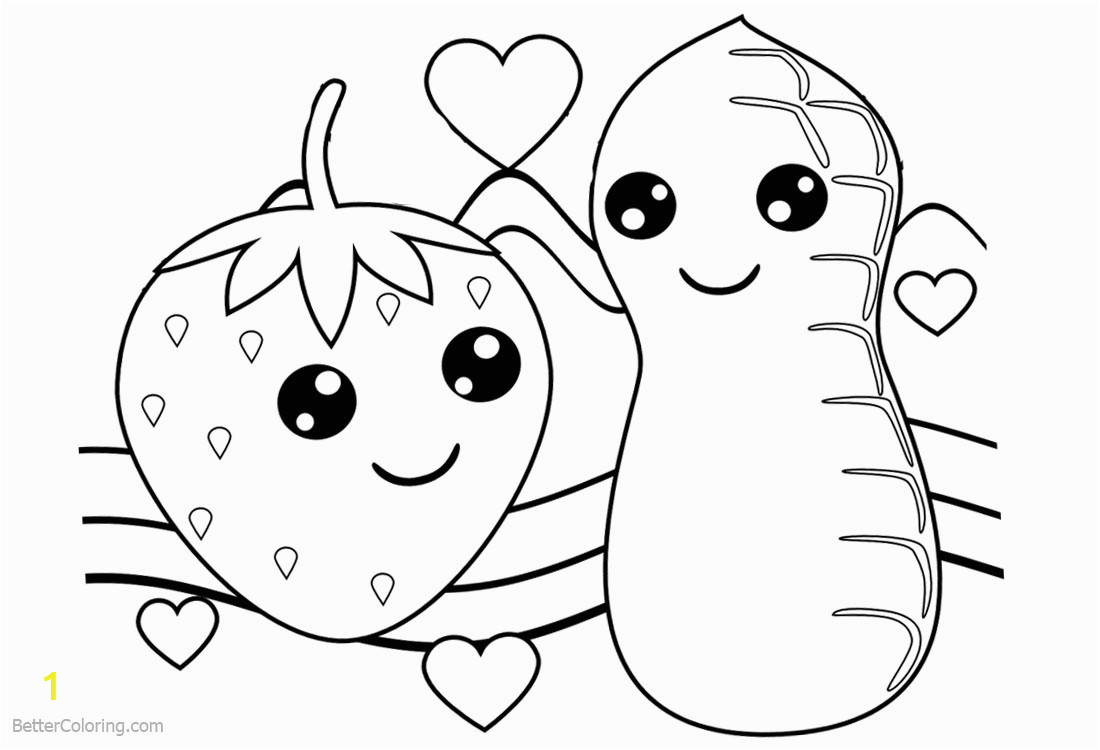 cute food coloring pages strawberry and peanut