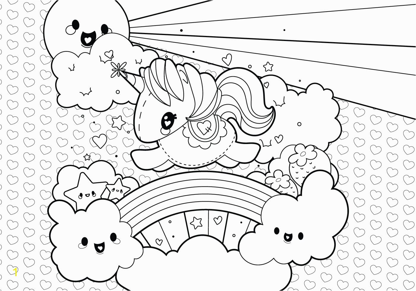 rainbow unicorn scene coloring page