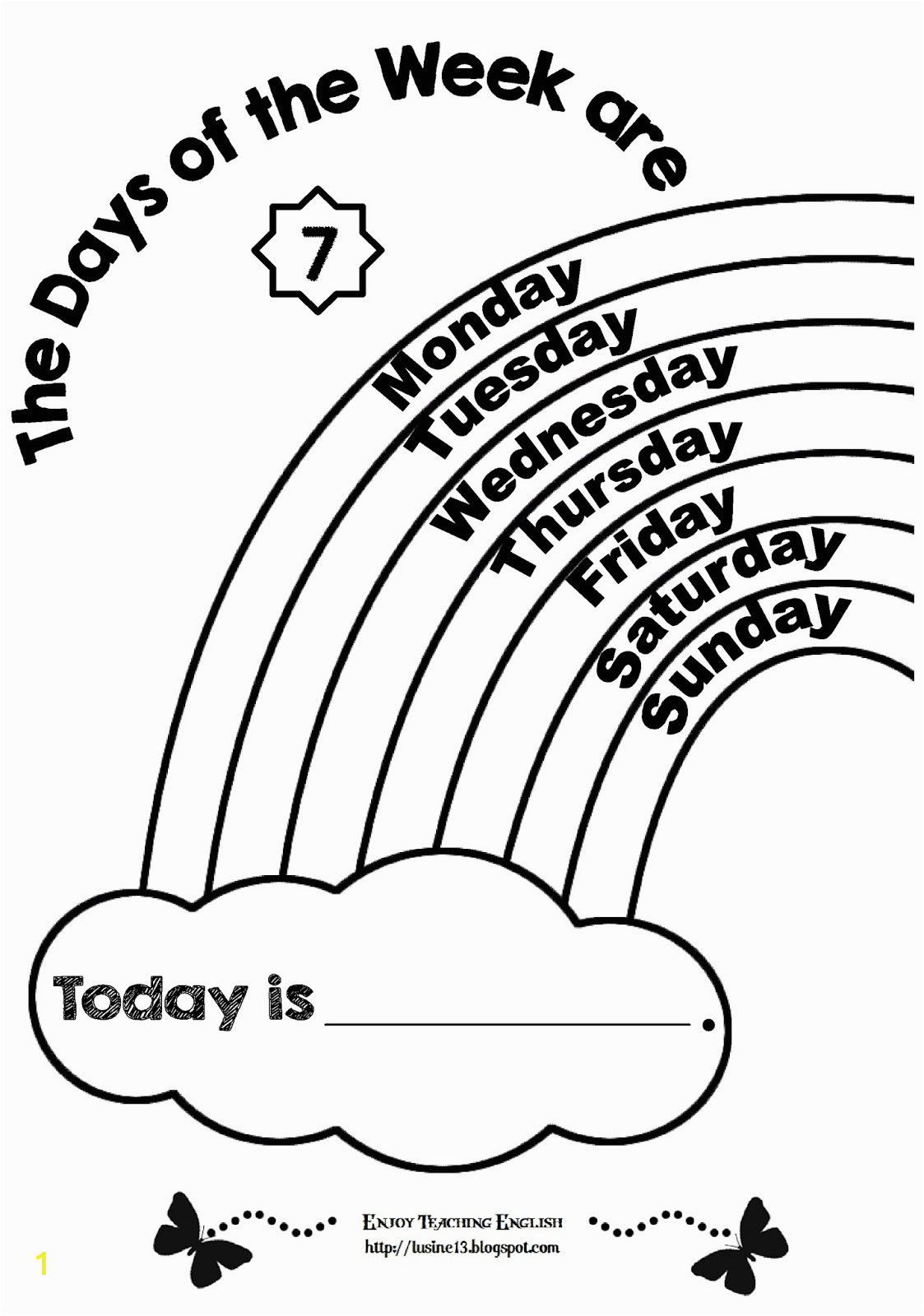 Days Of the Week Coloring Pages Enjoy Teaching English Days Of the Week Coloring Worksheets