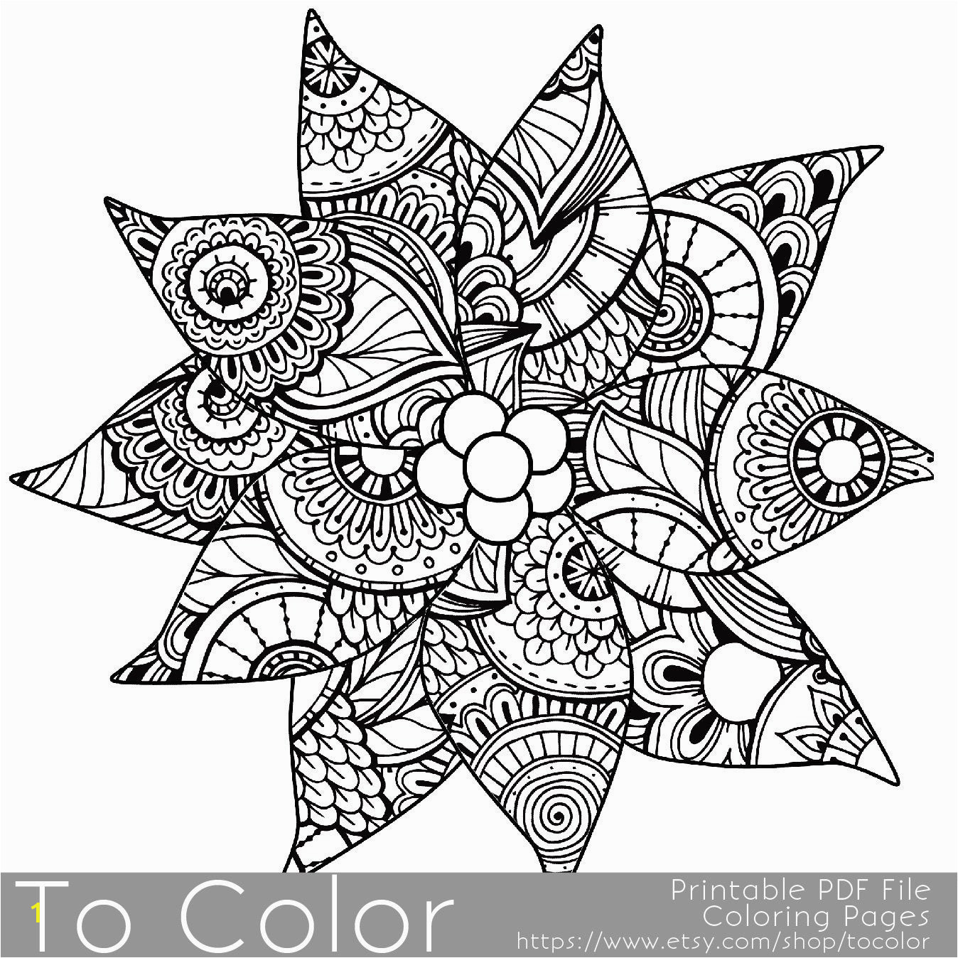 Detailed Christmas Coloring Pages for Adults Christmas Coloring Page for Adults Poinsettia Coloring Page