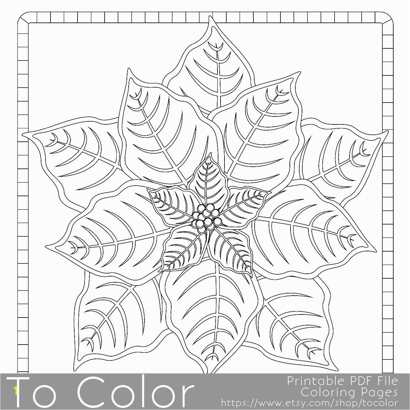 Detailed Christmas Coloring Pages for Adults This Christmas Poinsettia Coloring Page for Adults Has A