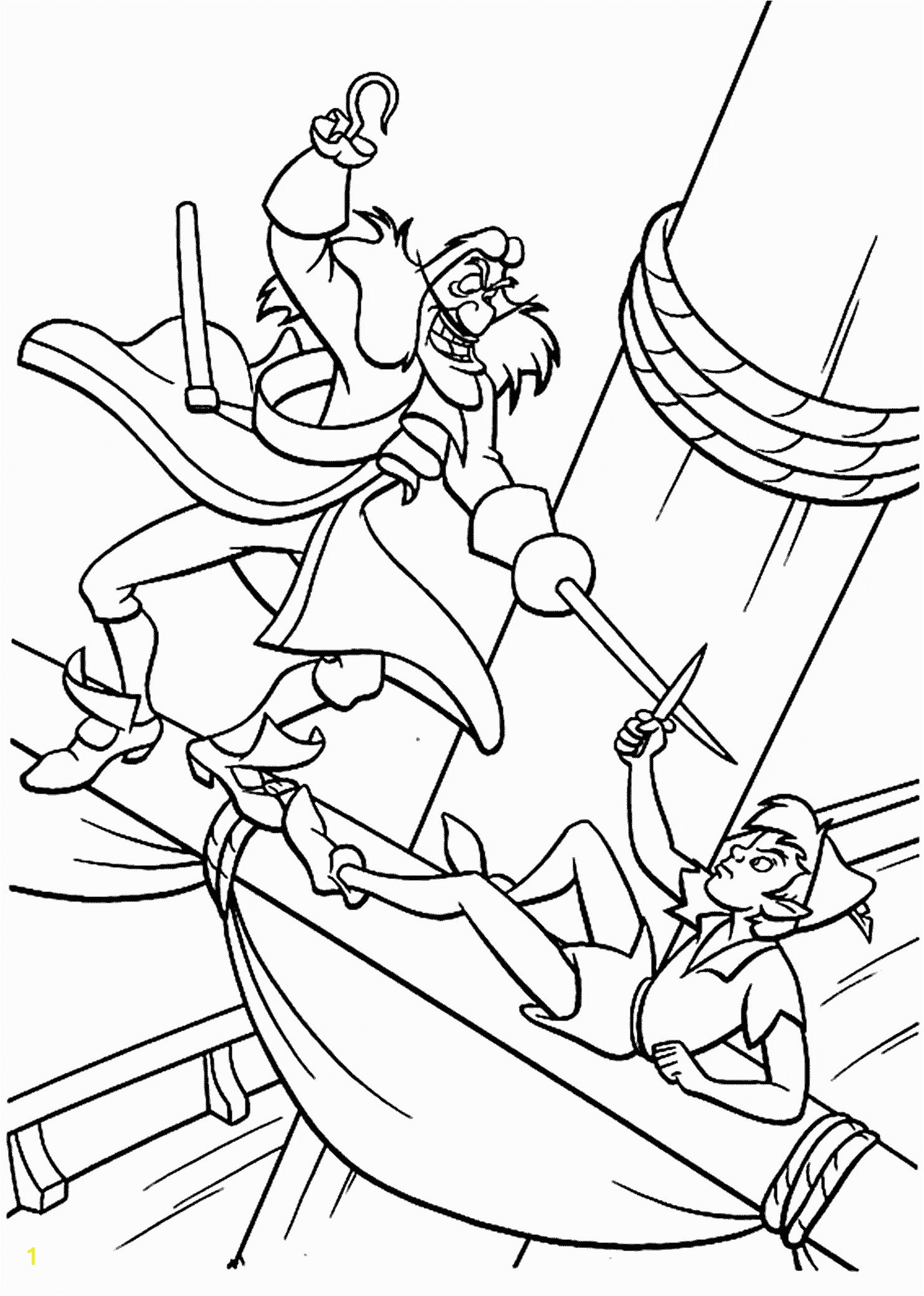 Disney Peter Pan Coloring Pages Free Peter Pan and Hook Coloring Pages for Kids Printable Free
