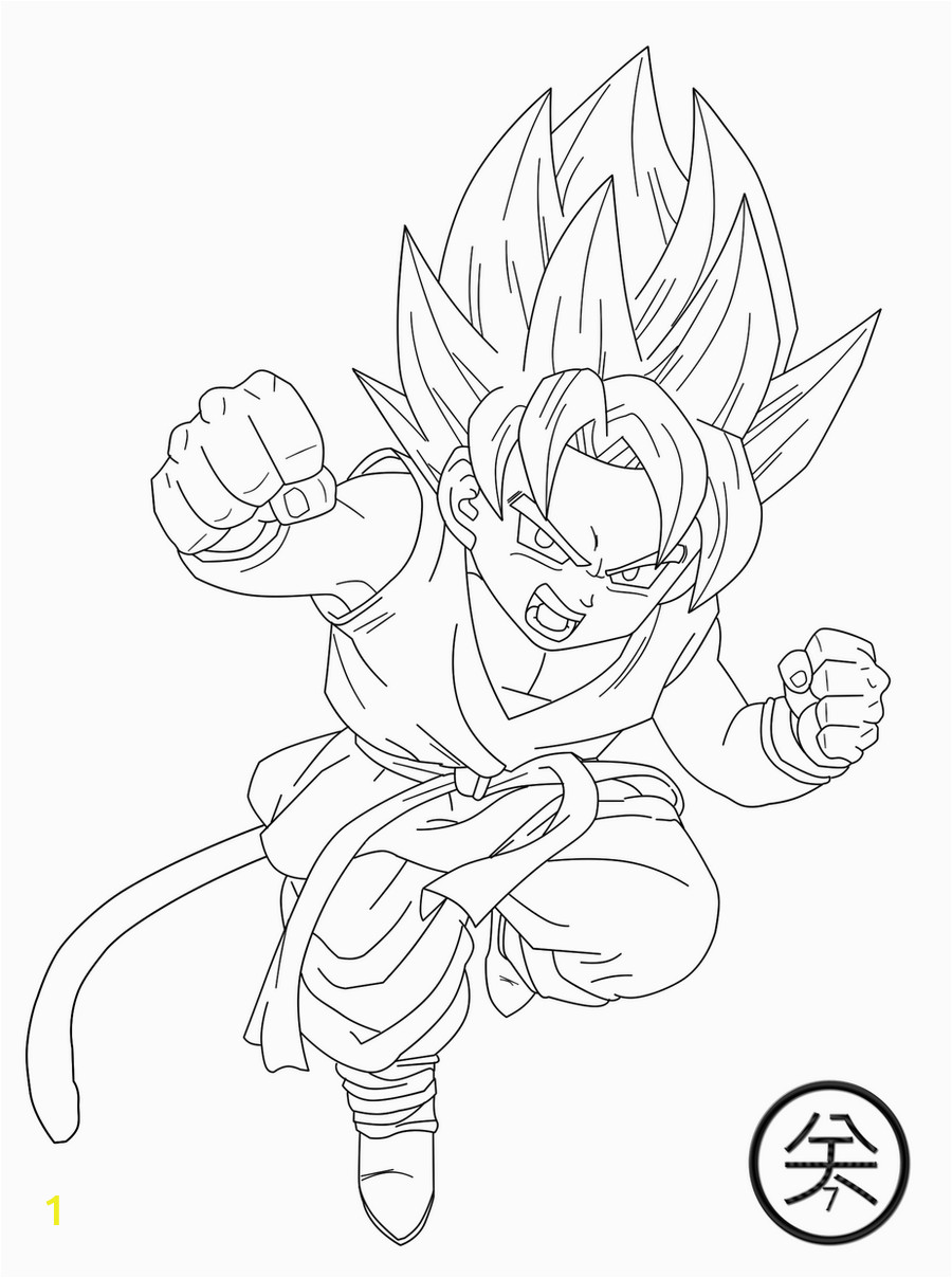 Kid Goku GT SSJ Lineart By JP7