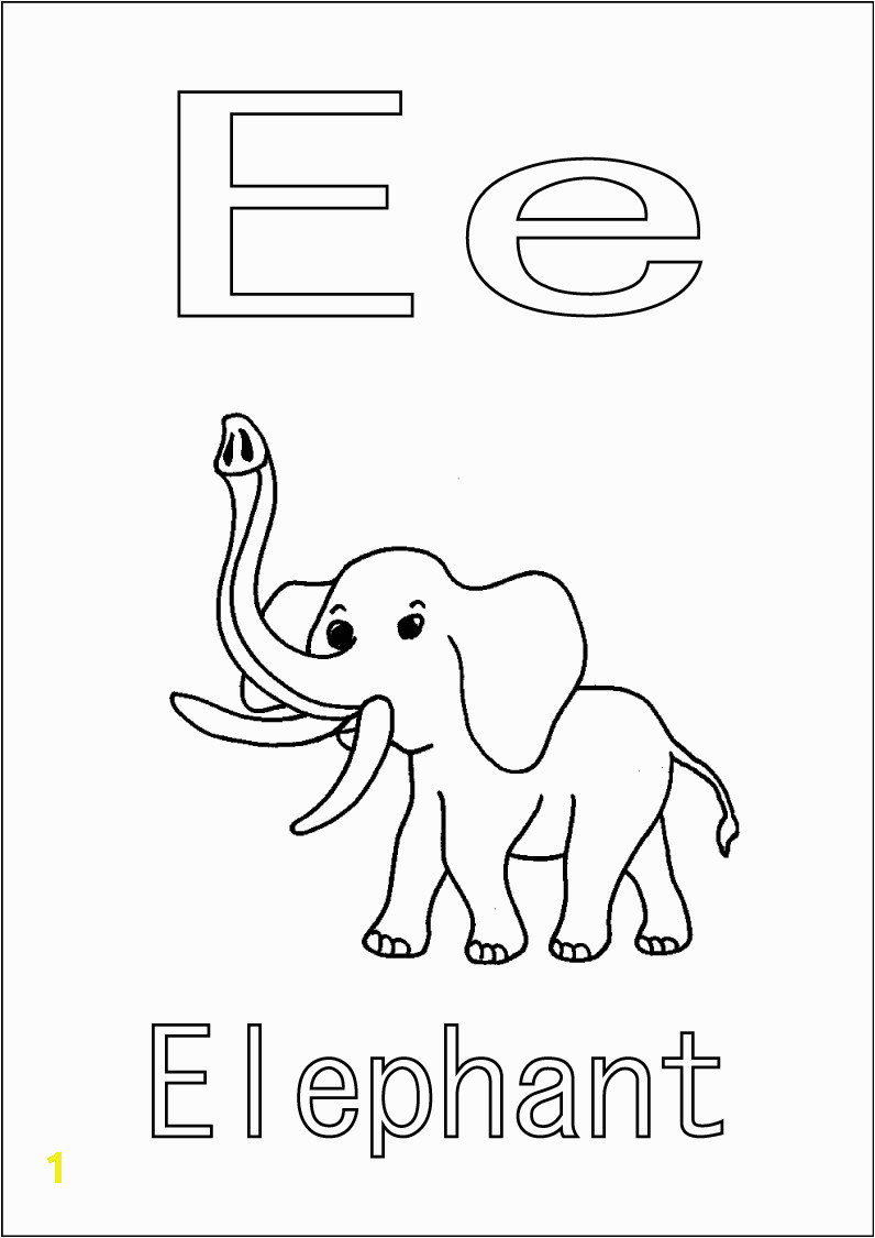 e is for elephant coloring page