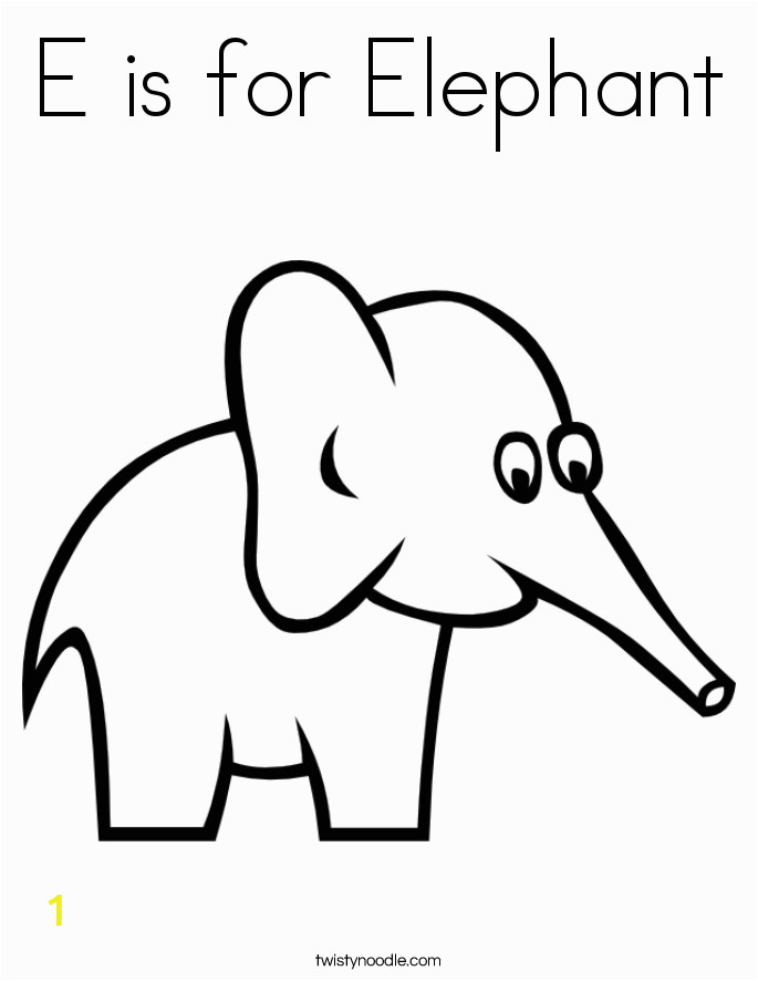 e is for elephant 14 coloring page