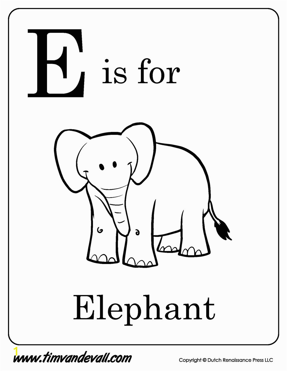 e is for elephant printable