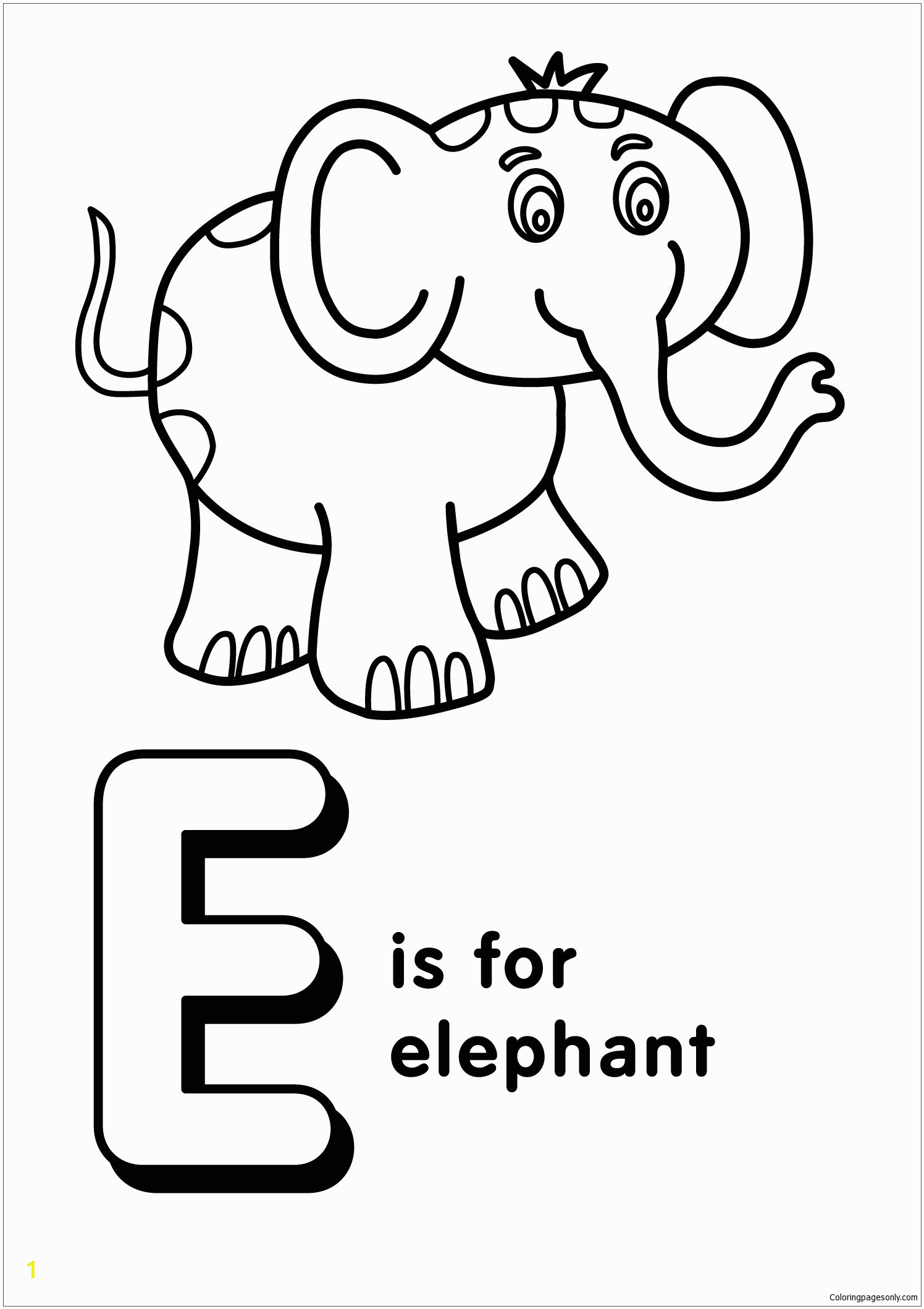 E is for Elephant Coloring Pages Letter E is for Elephant 2 Coloring Page Free Coloring