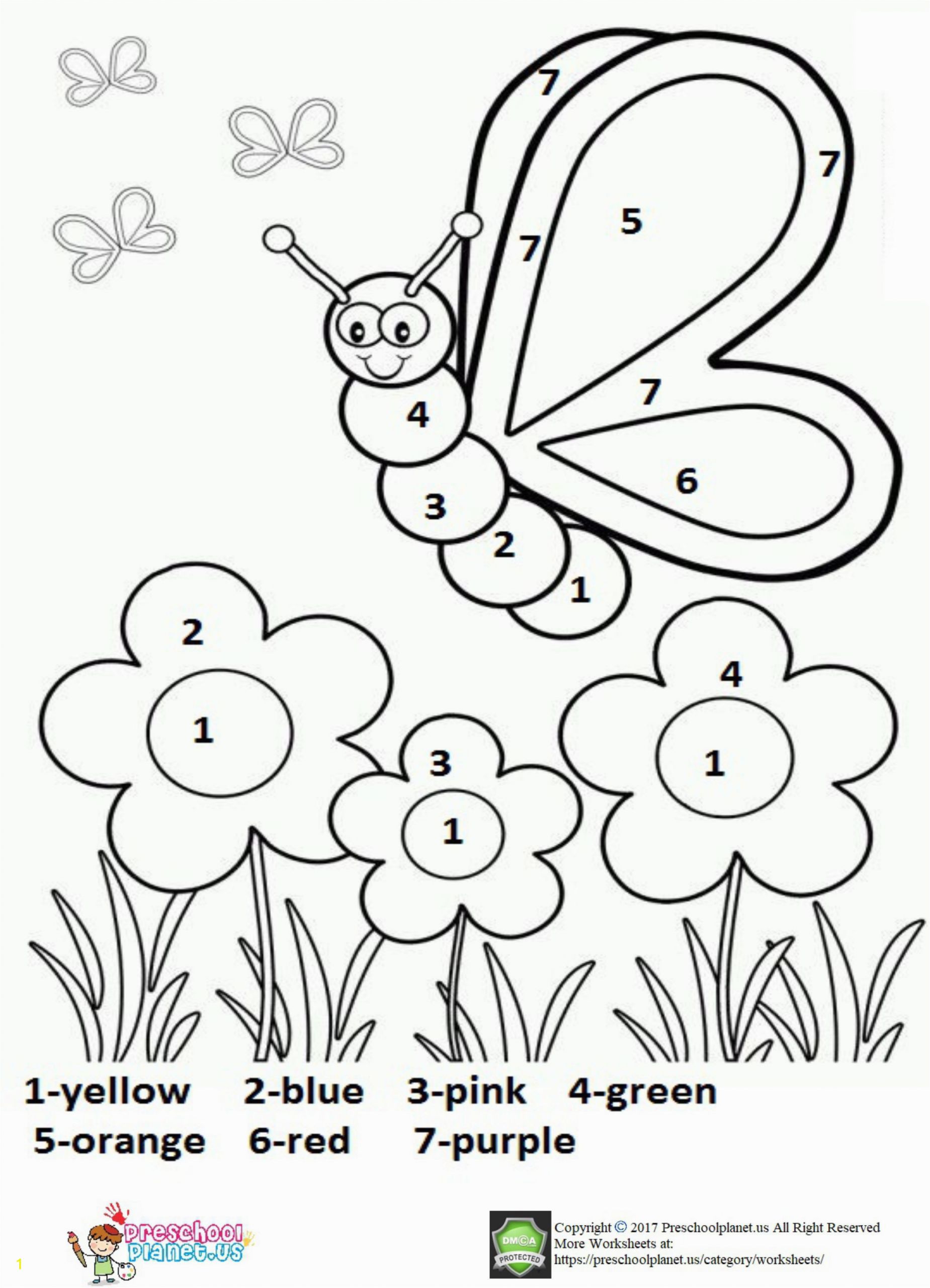 Easy Color by Number Coloring Pages Color by Number Spring Worksheet for Kids Here is Number