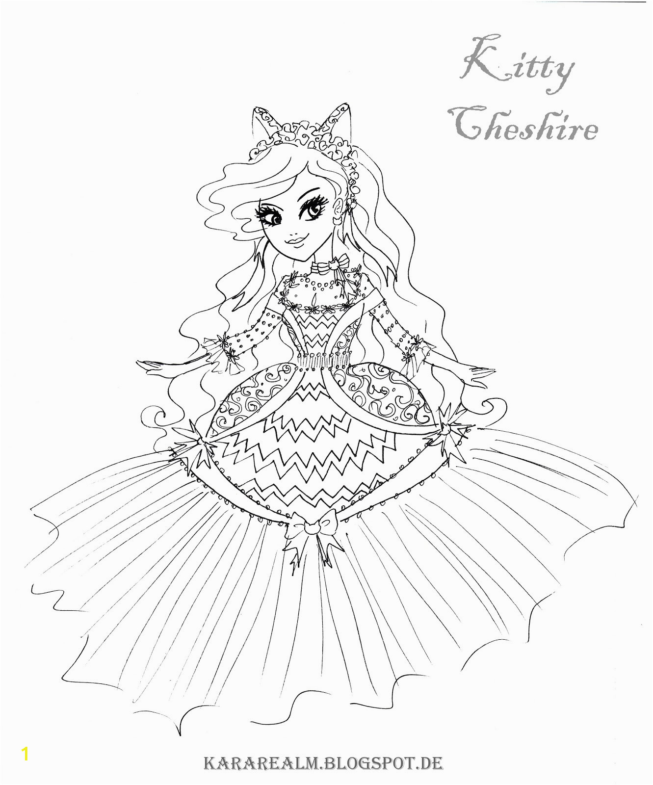 ever after high coloring pages kitty cheshire