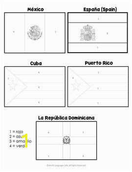 Flags Of Hispanic Countries Coloring Pages Spanish Speaking Color by Number Country Flags Distance