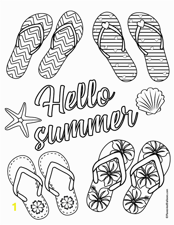 Flip Flop Coloring Pages Free Printable Fun Summer Coloring Page for Kids and Grown Ups Alike
