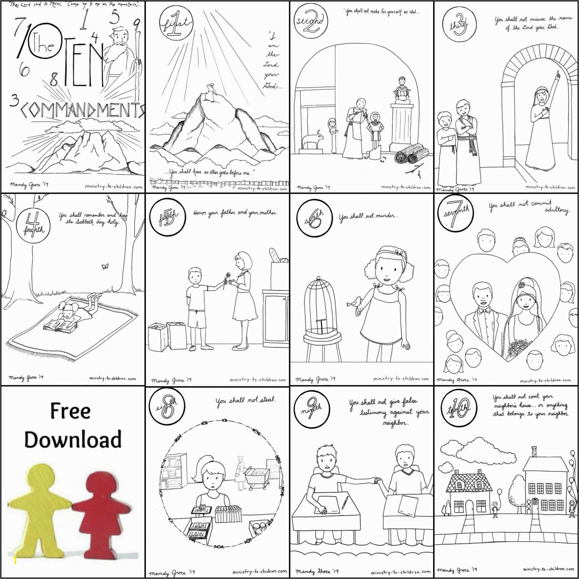 10 mandments coloring pages